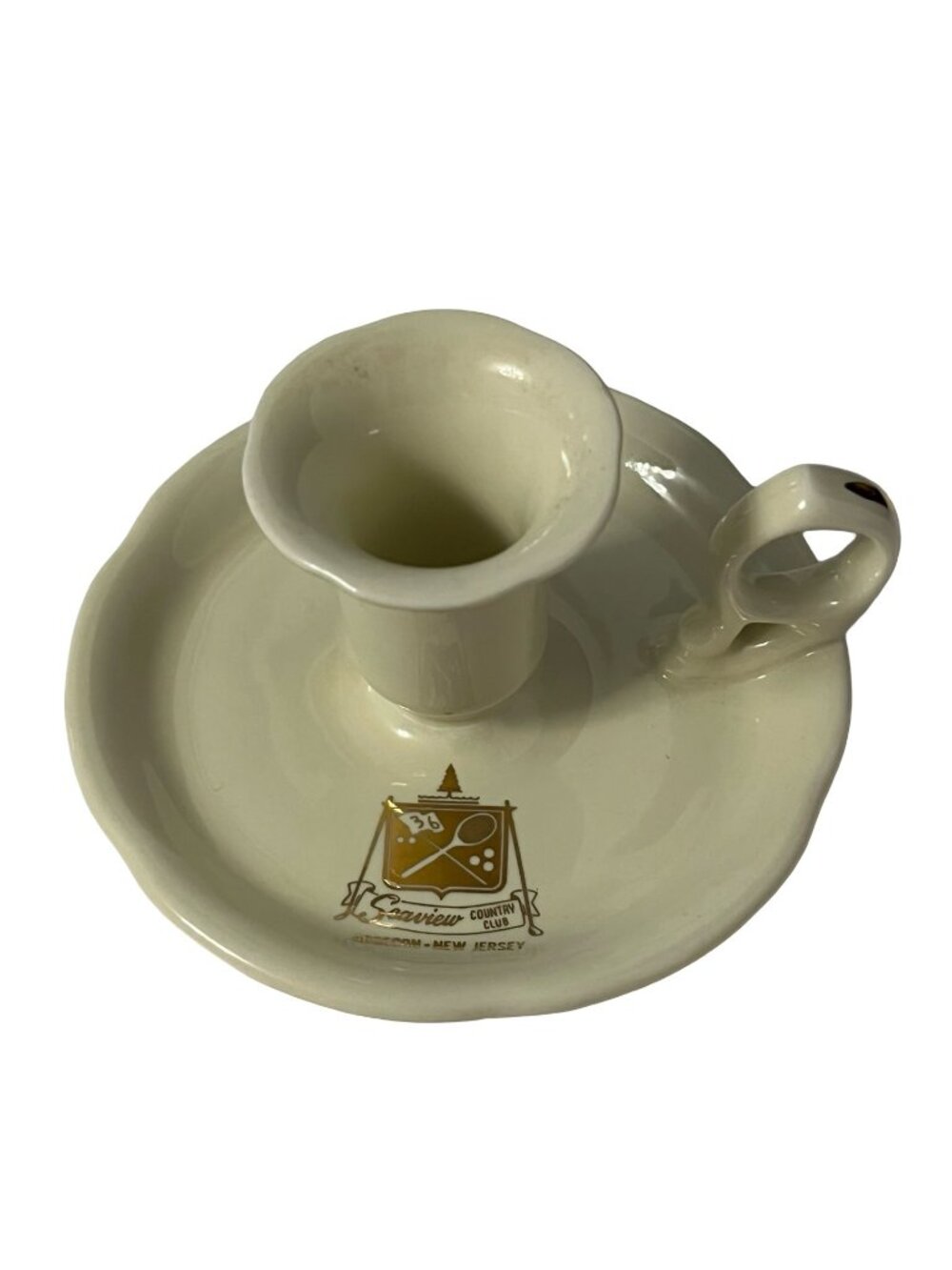 Vintage Hall USA Seaview Country Club Candlestick Holder Ashtray Cream Ceramic N